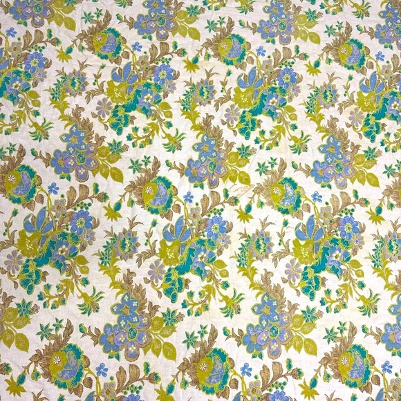 Vintage floral printed oval tablecloth cotton 81 x 53 fabric cottage home linens - Picture 1 of 6